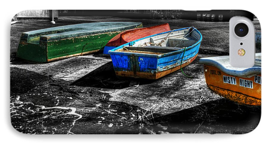 Rowing iPhone 8 Case featuring the photograph Row boats at Mudeford by Chris Day