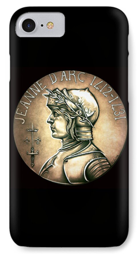 Coin iPhone 8 Case featuring the drawing Saint Joan of Arc by Fred Larucci