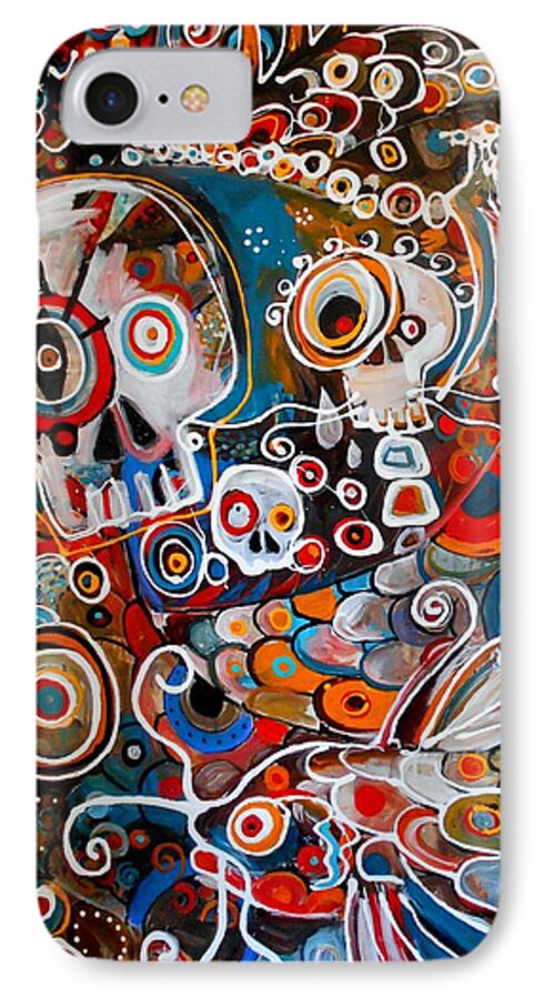 Skull iPhone 8 Case featuring the painting Salvador and the giant Koi by Angie Wright