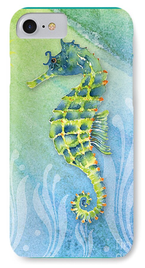 Watercolor Seahorse iPhone 8 Case featuring the painting Seahorse Blue Green by Amy Kirkpatrick