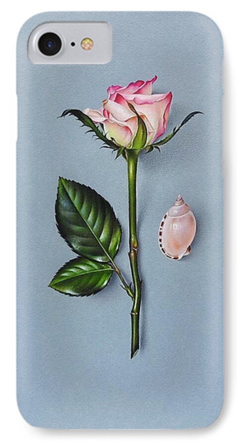 Still Life iPhone 8 Case featuring the drawing Shades of pink by Elena Kolotusha