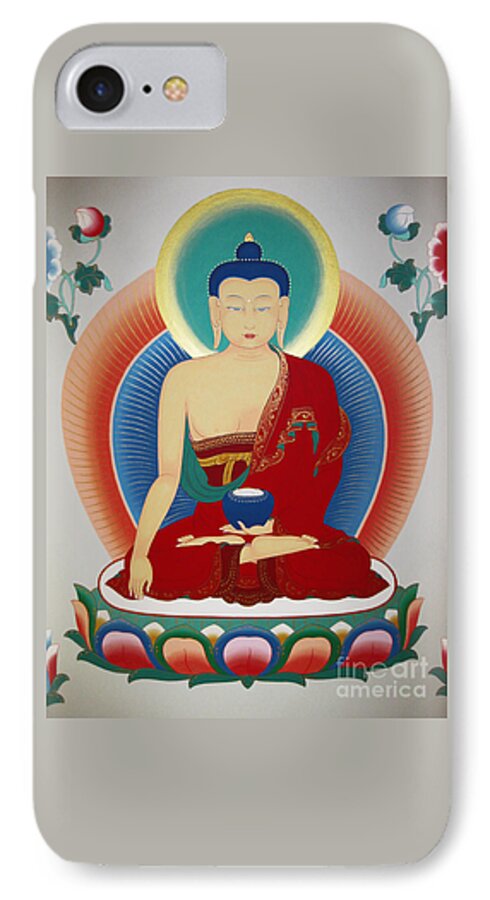 Thangka iPhone 8 Case featuring the painting Shakyamuni Buddha by Sergey Noskov