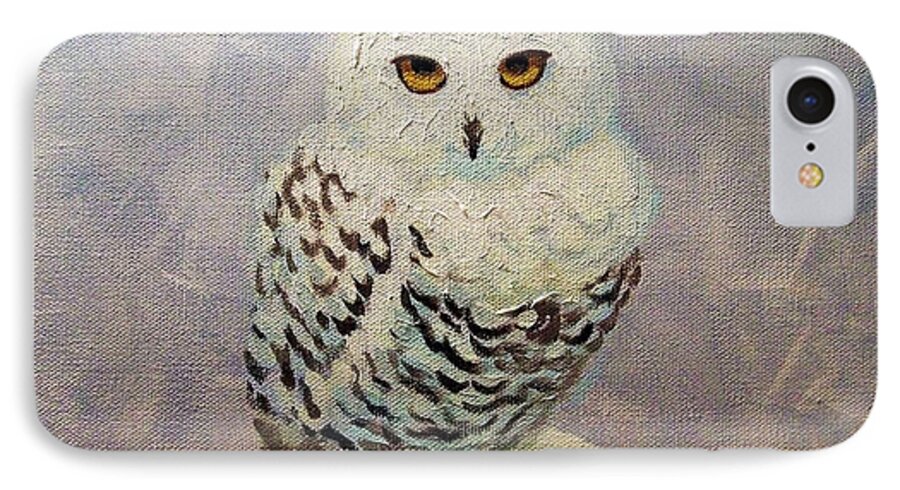 Nature iPhone 8 Case featuring the painting Snowy Owl by Janet McDonald