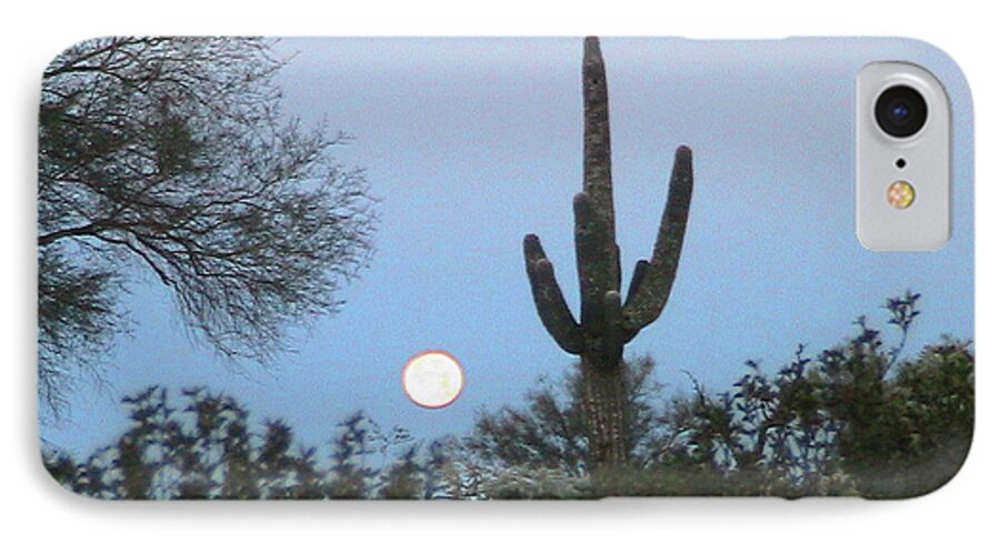 Moon iPhone 8 Case featuring the photograph Sonoran Desert Moonset by Judy Kennedy