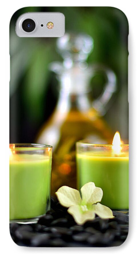 Spa iPhone 8 Case featuring the photograph Spa Rocks and Candles by Serena King
