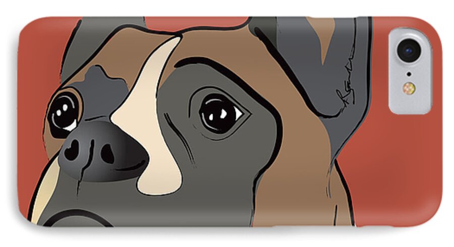 Dogs iPhone 8 Case featuring the painting Spencer Boxer Dog Portrait by Robyn Saunders