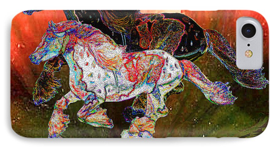 Horse iPhone 8 Case featuring the digital art Spirit Horse II Leopard Gypsy Vanner by Michele Avanti