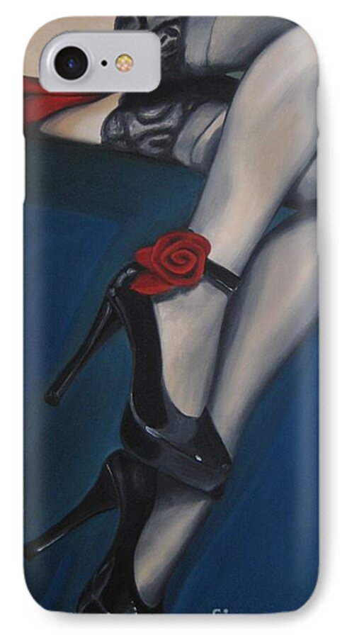 Noewi iPhone 8 Case featuring the painting Stalking Rose by Jindra Noewi