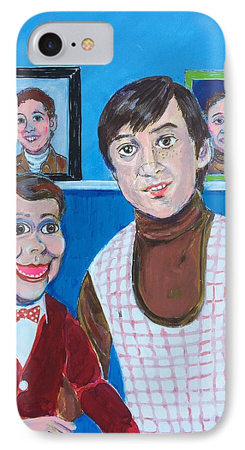 Ventriloquist Dummy Jerry Mahoney Paul Winchell 1950's 1970's Turtleneck Stevie Small Ventriloquism Creepy School Pictures iPhone 8 Case featuring the painting Stevie and Jerry by Jonathan Morrill