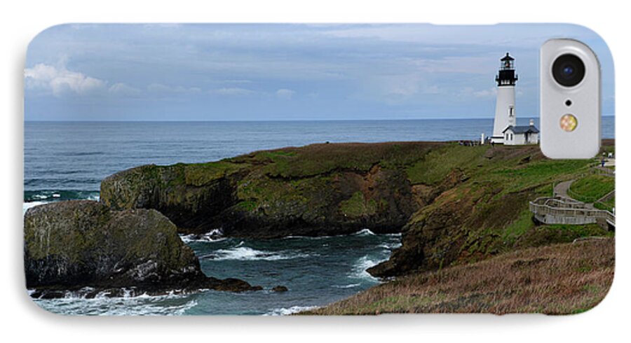 Denise Bruchman iPhone 8 Case featuring the photograph Stormy Yaquina Head Lighthouse by Denise Bruchman