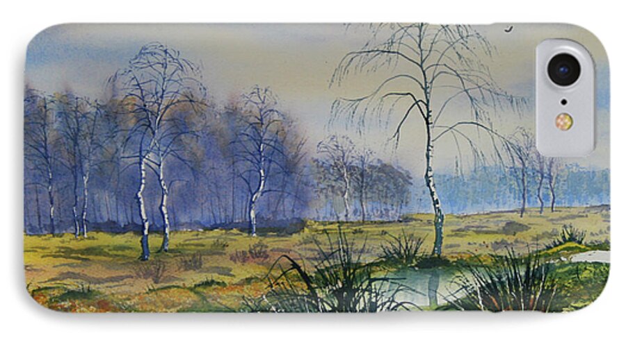 Glenn Marshall Yorkshire Artist iPhone 8 Case featuring the painting Stream in Flood on Strensall Common by Glenn Marshall