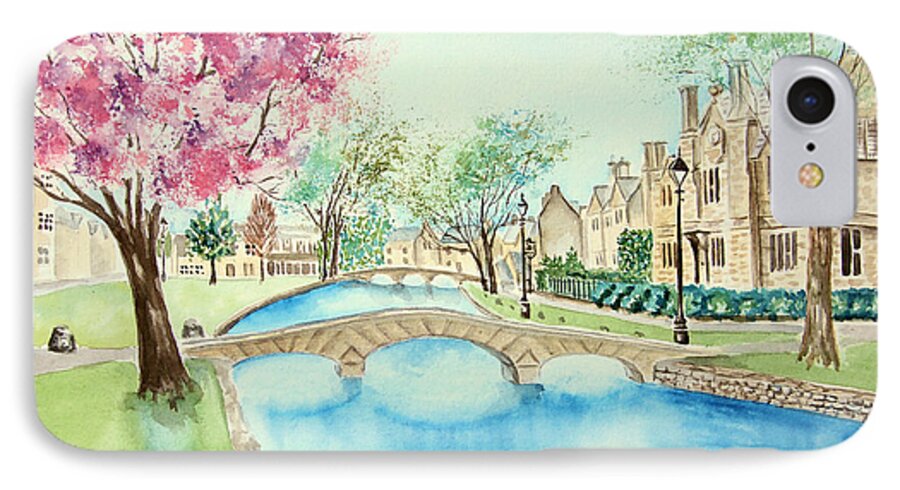 Villages iPhone 8 Case featuring the painting Summer in Bourton by Elizabeth Lock