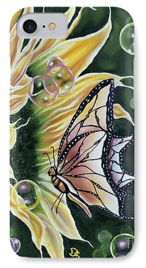 Sunflower iPhone 8 Case featuring the painting Sunflower Fantasy by Dianna Lewis