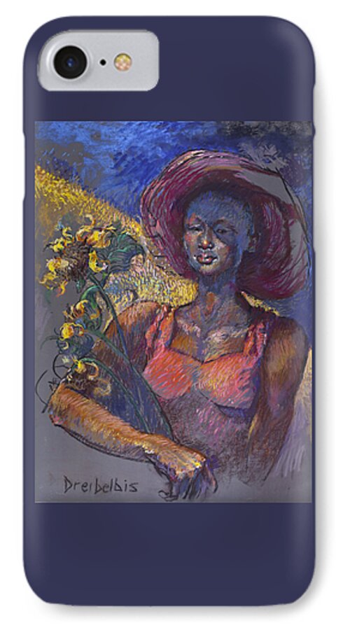 Woman iPhone 8 Case featuring the painting Sunflower Woman by Ellen Dreibelbis