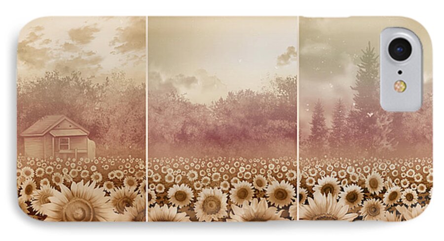 Sunflowers iPhone 8 Case featuring the painting Sunflowers Triptych 3 by Bekim M