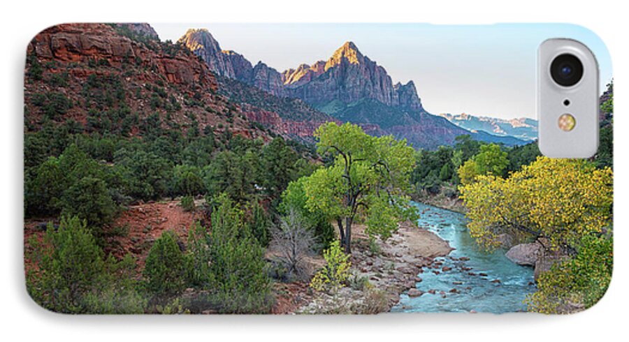 Sunrise iPhone 8 Case featuring the photograph Sunrise At The Watchman - Zion National Park - Utah by Brian Harig