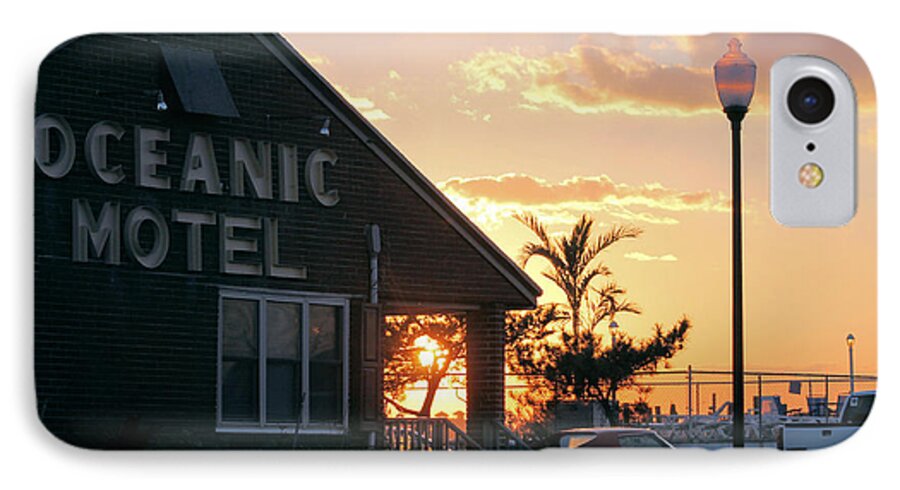 Sun iPhone 8 Case featuring the photograph Sunset at Oceanic Motel by Robert Banach