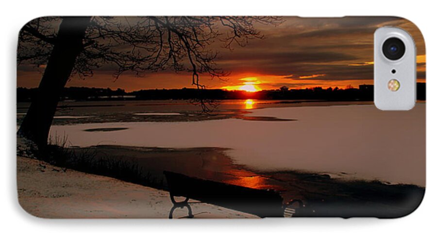 Sunset iPhone 8 Case featuring the photograph Sunset on Lake Quanapowitt by Lennie Malvone