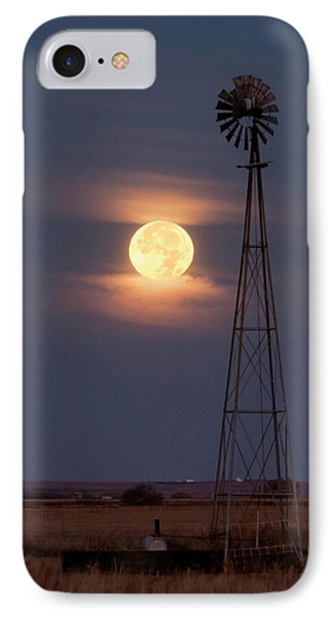 Kansas iPhone 8 Case featuring the photograph Super moon and Windmill by Rob Graham