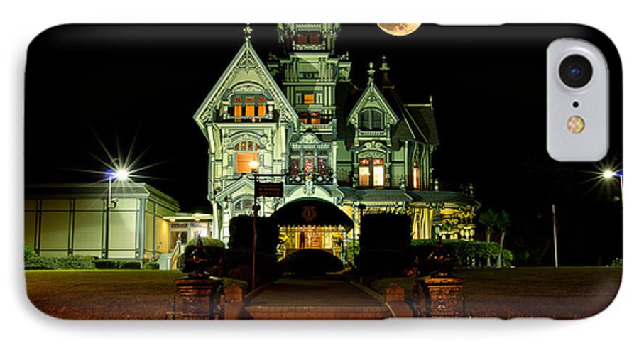 Moon iPhone 8 Case featuring the photograph Super Moon over Carson Mansion by Greg Nyquist