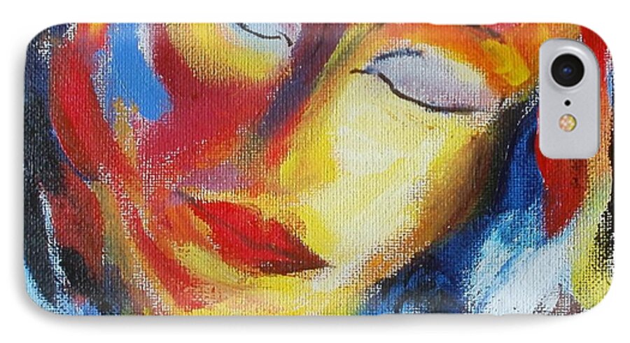  Modernism iPhone 8 Case featuring the painting Tell me - I listen you by Nina Mitkova