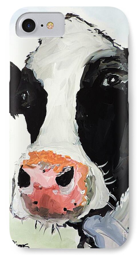 Cow iPhone 8 Case featuring the painting That Look That Says... by Tom Riggs