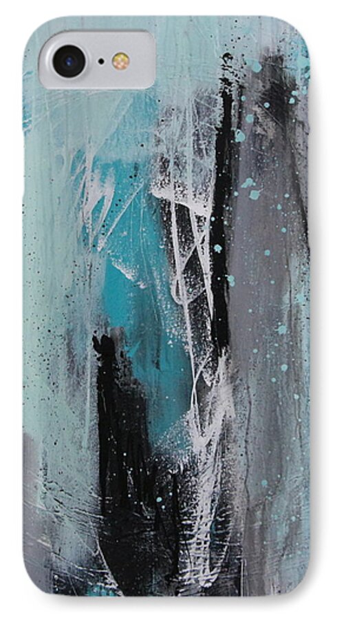 Abstract Painting In Blues iPhone 8 Case featuring the painting Thaw by Lauren Petit