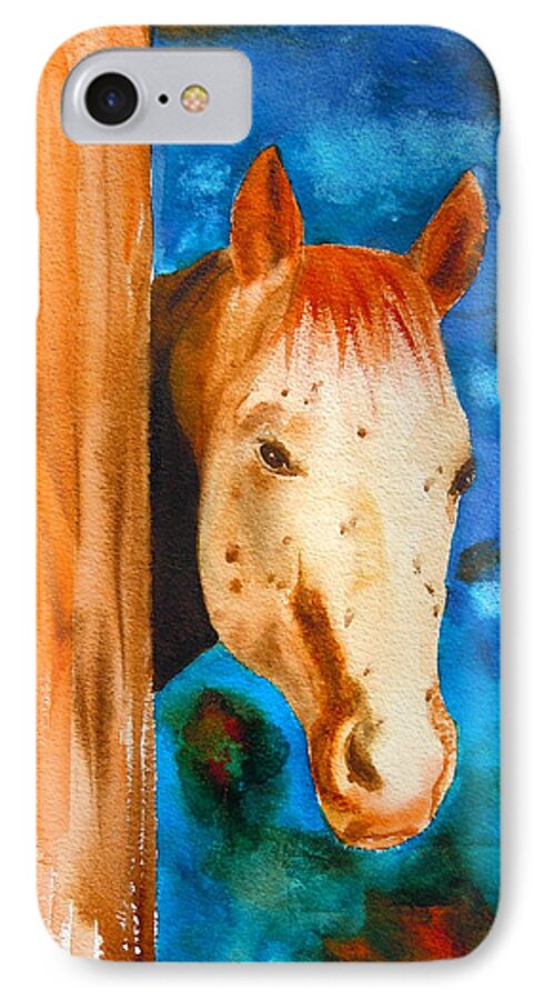 Sharon Mick iPhone 8 Case featuring the painting The Curious Appaloosa by Sharon Mick