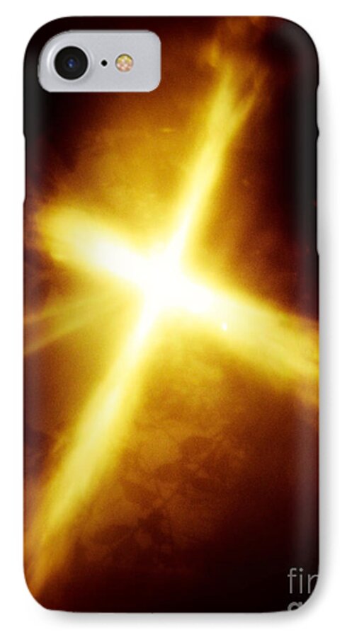 How Awesome Is Our God To Remind Us Through The Reflection Of The Natural Sun That He Has Us Covered. This Is A Natural View Of The Sun Throw A Window. Sun Cross Form Depicting Christ Our Savior. iPhone 8 Case featuring the photograph The Gift by Robin Coaker