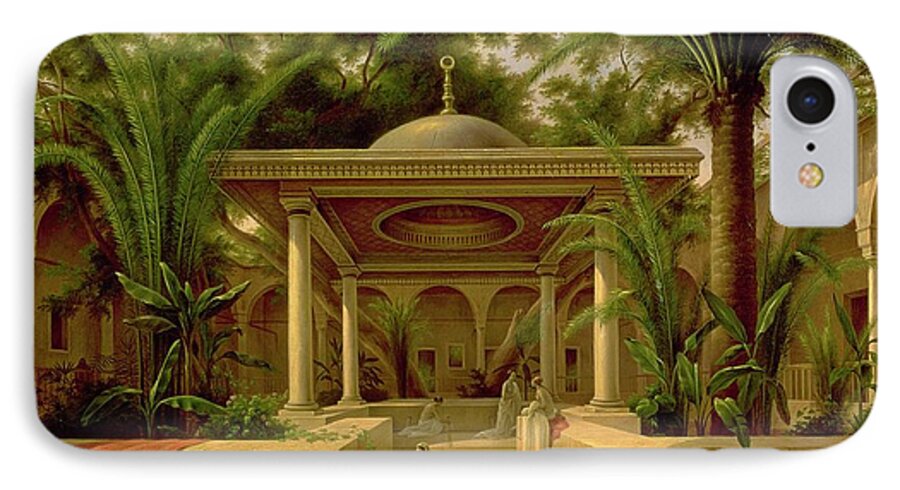 The iPhone 8 Case featuring the painting The Khabanija Fountain in Cairo by Grigory Tchernezov