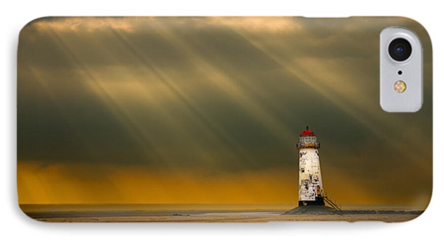  iPhone 8 Case featuring the photograph The Lighthouse As The Storm Breaks by Meirion Matthias