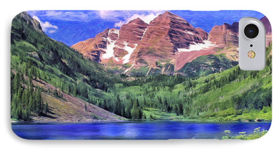 Maroon Bells iPhone 8 Case featuring the painting The Maroon Bells by Dominic Piperata