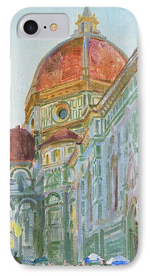 Florence iPhone 8 Case featuring the painting The morning in the cathedral square by Victoria Kharchenko