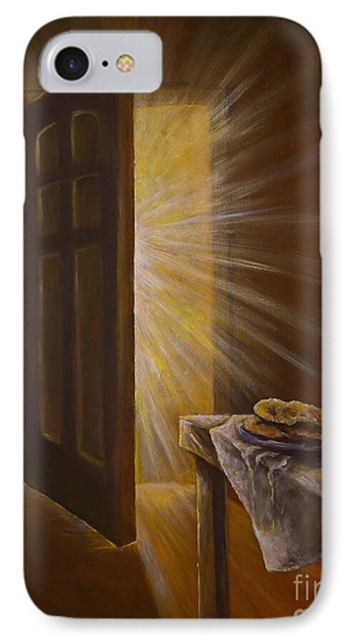 Wooden Door iPhone 8 Case featuring the painting The Open Door by Deborah Smith