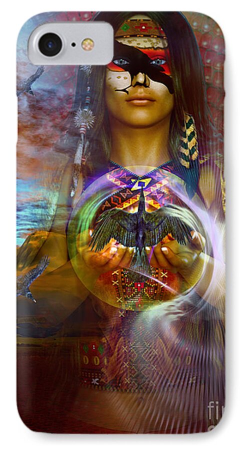 Raven iPhone 8 Case featuring the digital art the RAVEN spirit by Shadowlea Is