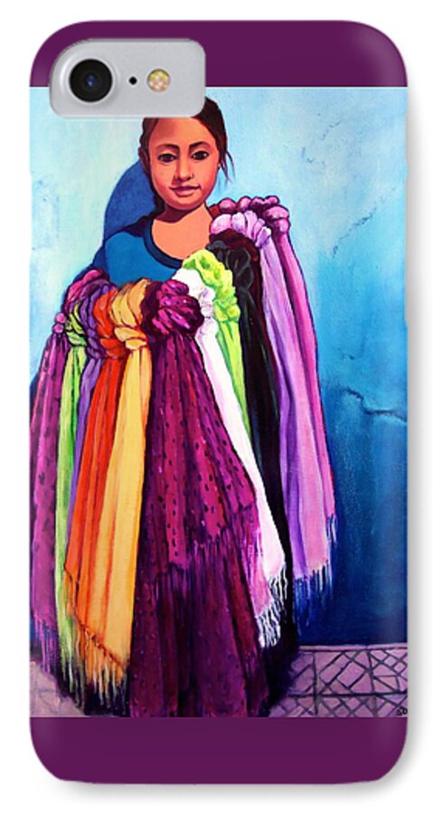 Portrait iPhone 8 Case featuring the painting The Scarf Seller by Susan Santiago