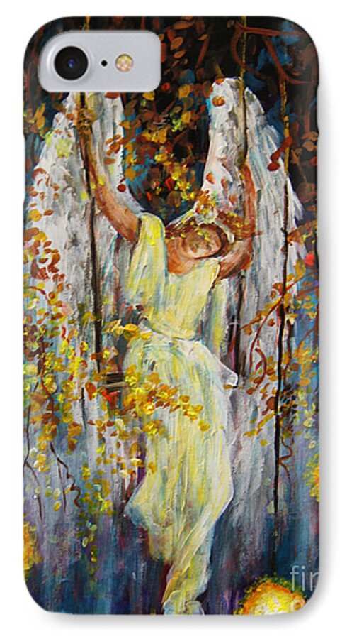 The Swinging Angel iPhone 8 Case featuring the painting The Swinging Angel by Dariusz Orszulik