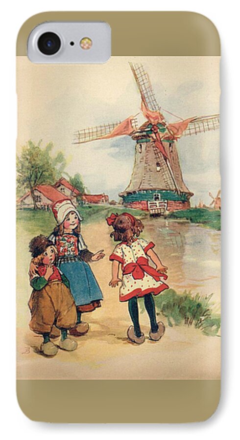 Dutch iPhone 8 Case featuring the painting The Windmill and the LIttle Wooden Shoes by Reynold Jay