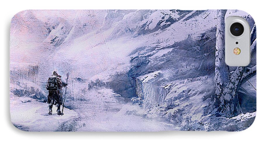 Concept Art iPhone 8 Case featuring the painting The Winter Scout by Jean Moore