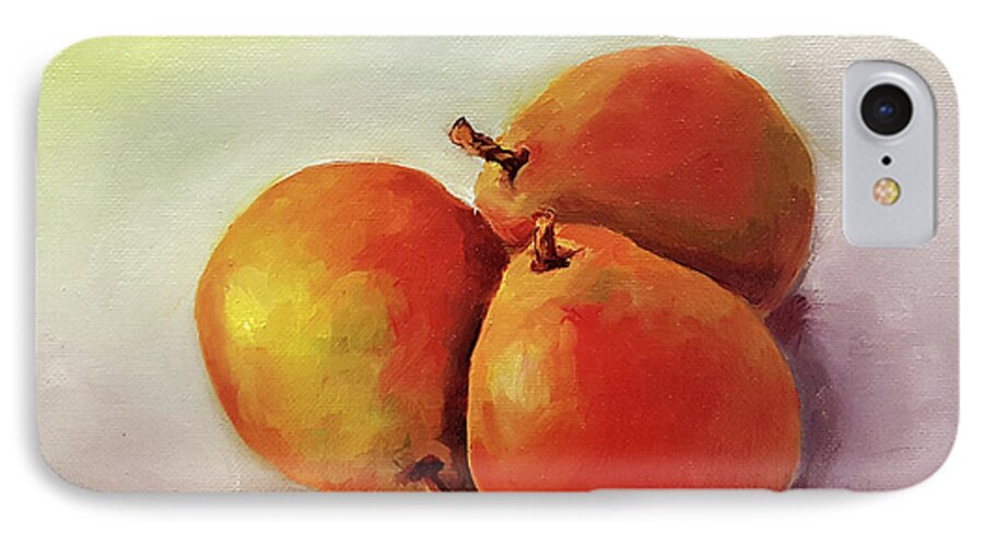 Pear iPhone 8 Case featuring the painting Three Pears by Janet Garcia