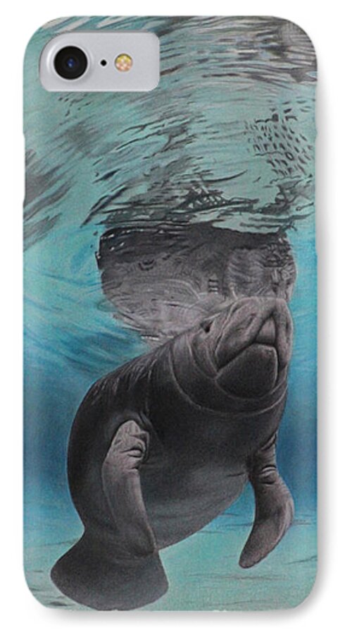 Manatee iPhone 8 Case featuring the painting Three Worlds II by Jennifer Watson