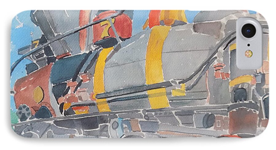 Train iPhone 8 Case featuring the painting Train Engine by Rodger Ellingson