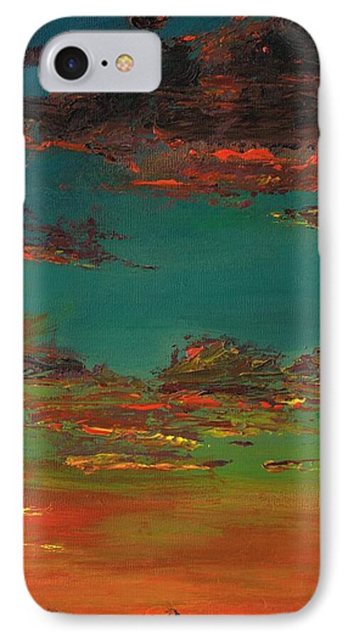 Sunsets iPhone 8 Case featuring the painting Triptych 3 by Frances Marino