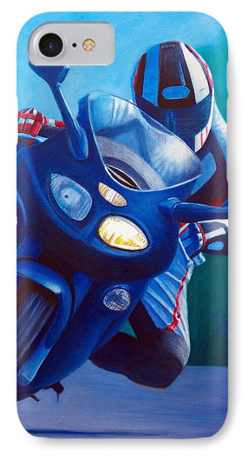 Motorcycle iPhone 8 Case featuring the painting Triumph Sprint - Franklin Canyon by Brian Commerford