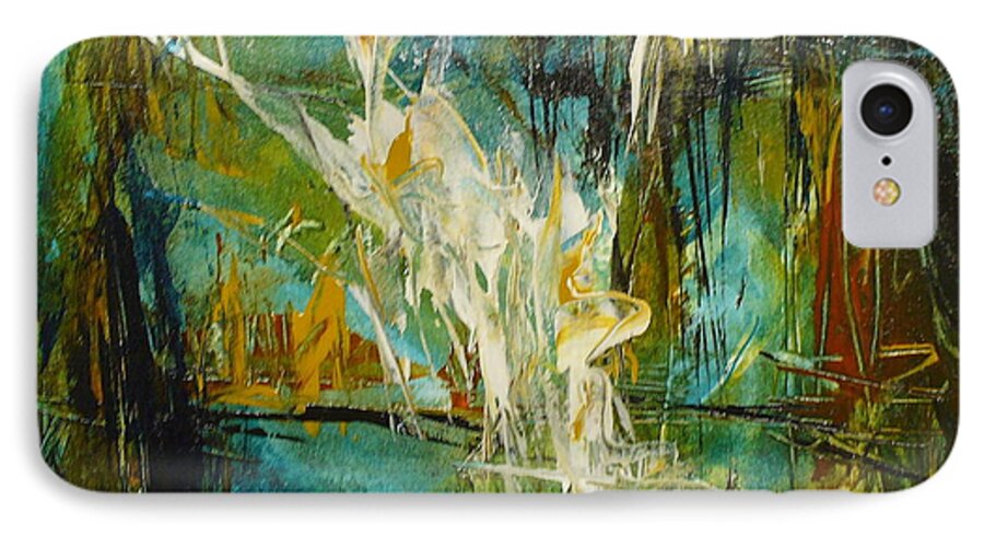 Contemporary iPhone 8 Case featuring the painting Tropical Rhythms by Mary Sullivan