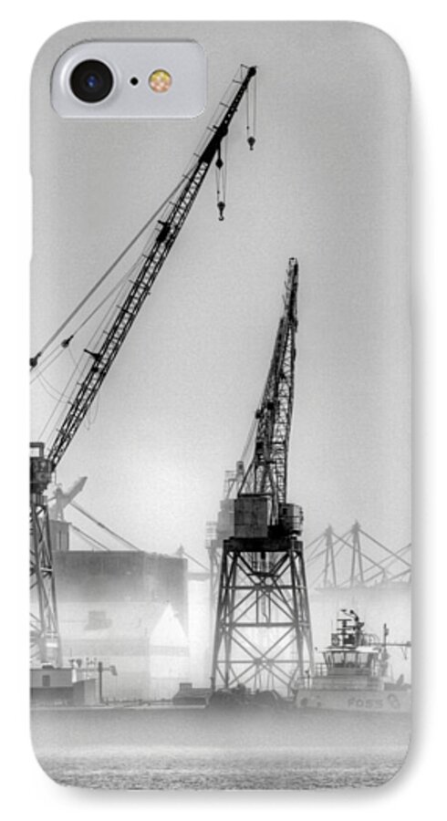 Los Angeles Harbor iPhone 8 Case featuring the photograph Tug with Cranes by Joe Schofield