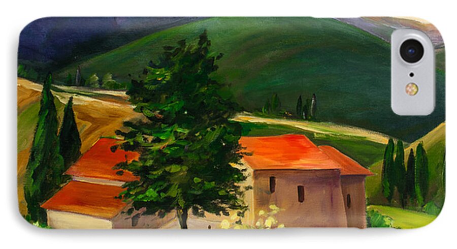 Tuscany iPhone 8 Case featuring the painting Tuscan hills by Elise Palmigiani