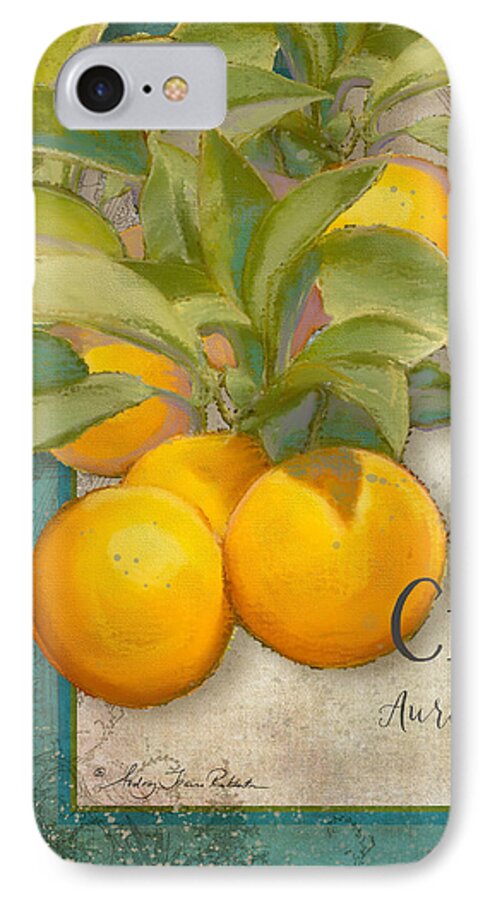 Orange iPhone 8 Case featuring the painting Tuscan Orange Tree - Citronier Aurantiaco Lignum Vintage by Audrey Jeanne Roberts