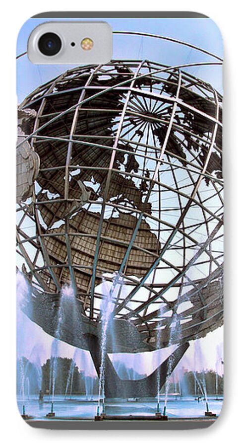 Meadows iPhone 8 Case featuring the photograph Unisphere with Fountains by Bob Slitzan