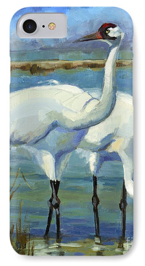 Crane iPhone 8 Case featuring the painting SOLD Vanishing Hoopers by Nancy Parsons